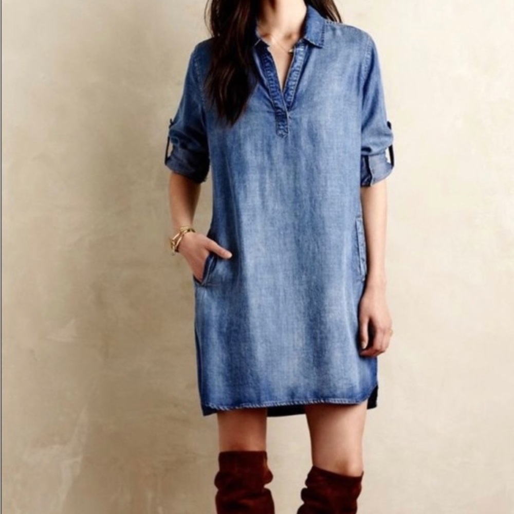 Anthropologie Cloth & Stone Chambray Tunic Dress